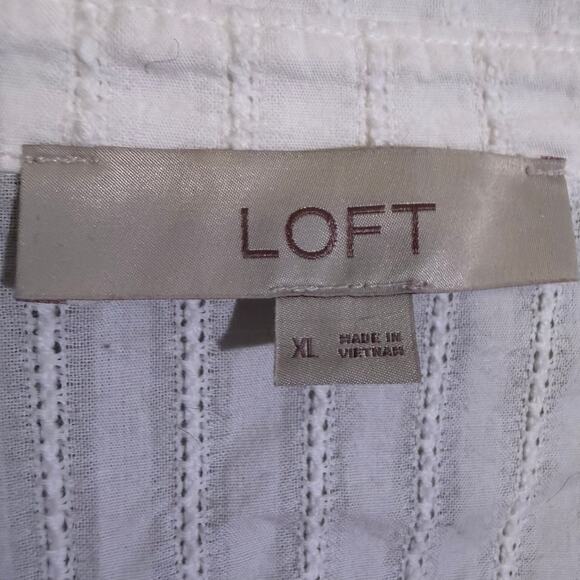 Loft, cotton oversize white button up with tie top, women's XL - Picture 3 of 5
